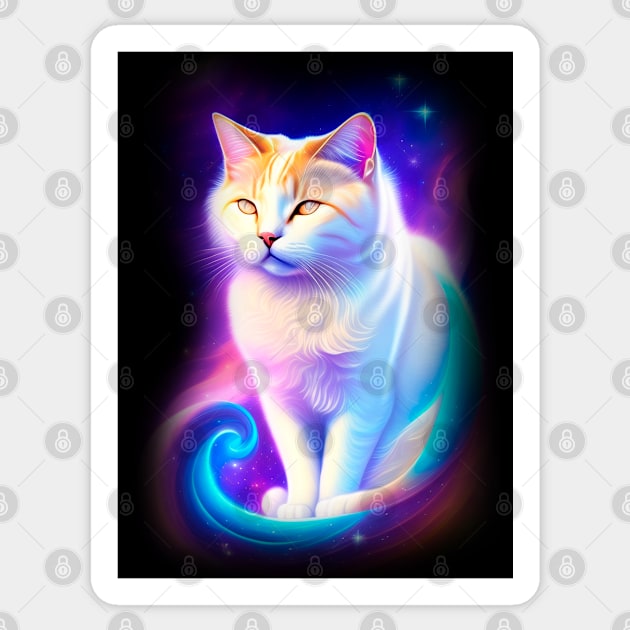 Galaxy Mystical Cat Coloful Sticker by igzine